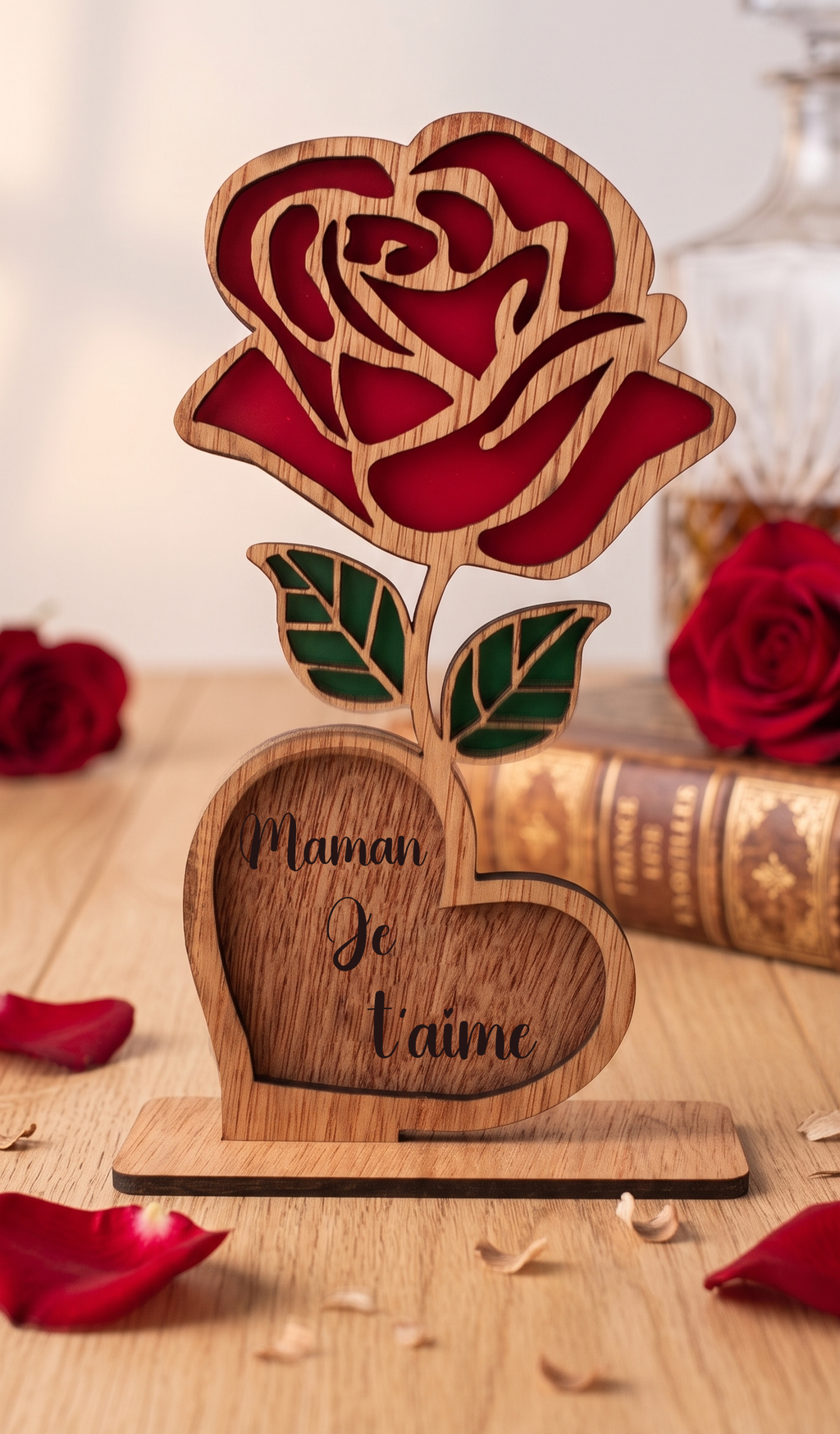 Rose éternelle en bois personnalisable