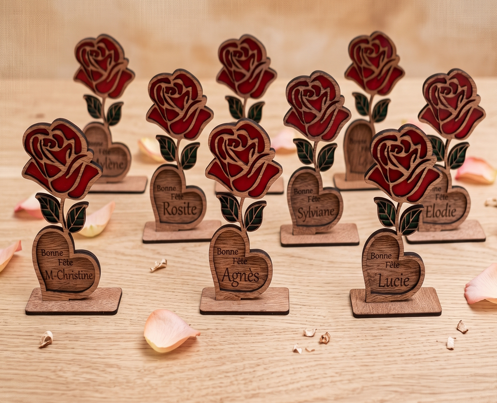 Rose éternelle en bois personnalisable